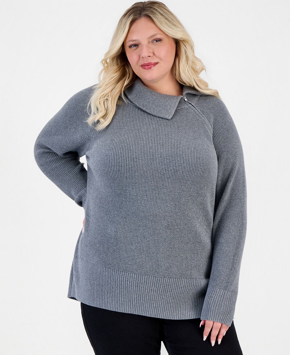 Свитер Style & Co Plus Size High-Neck Zip с высоким воротом и молнией