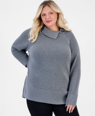 Свитер Style & Co Plus Size High-Neck Zip с высоким воротом и молнией