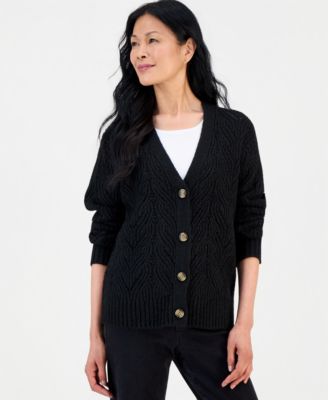 Style & Co кардиган в стиле бойфренд с ажурным узором
