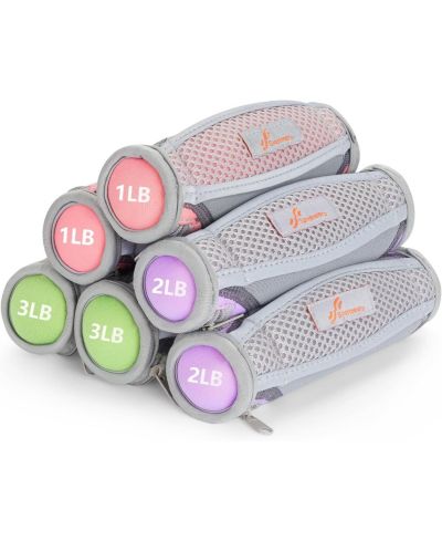 Sportneer Hand Weights for Women Set of 6 with 1 2 3 lb Pair Soft Dumbbells Hand Strap for Home Workout Running Physical Therapy Aerobics
