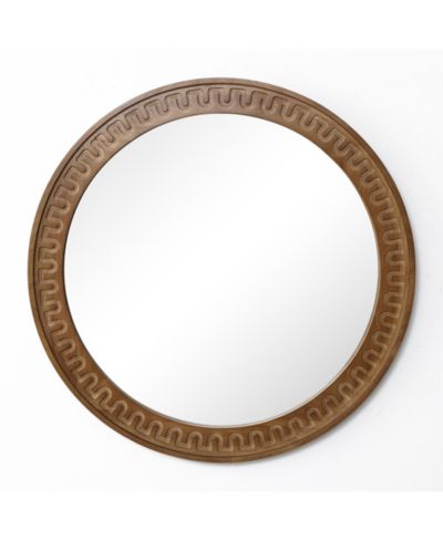 Круглое зеркало LuxenHome 25.8", деревянное декоративное для стены