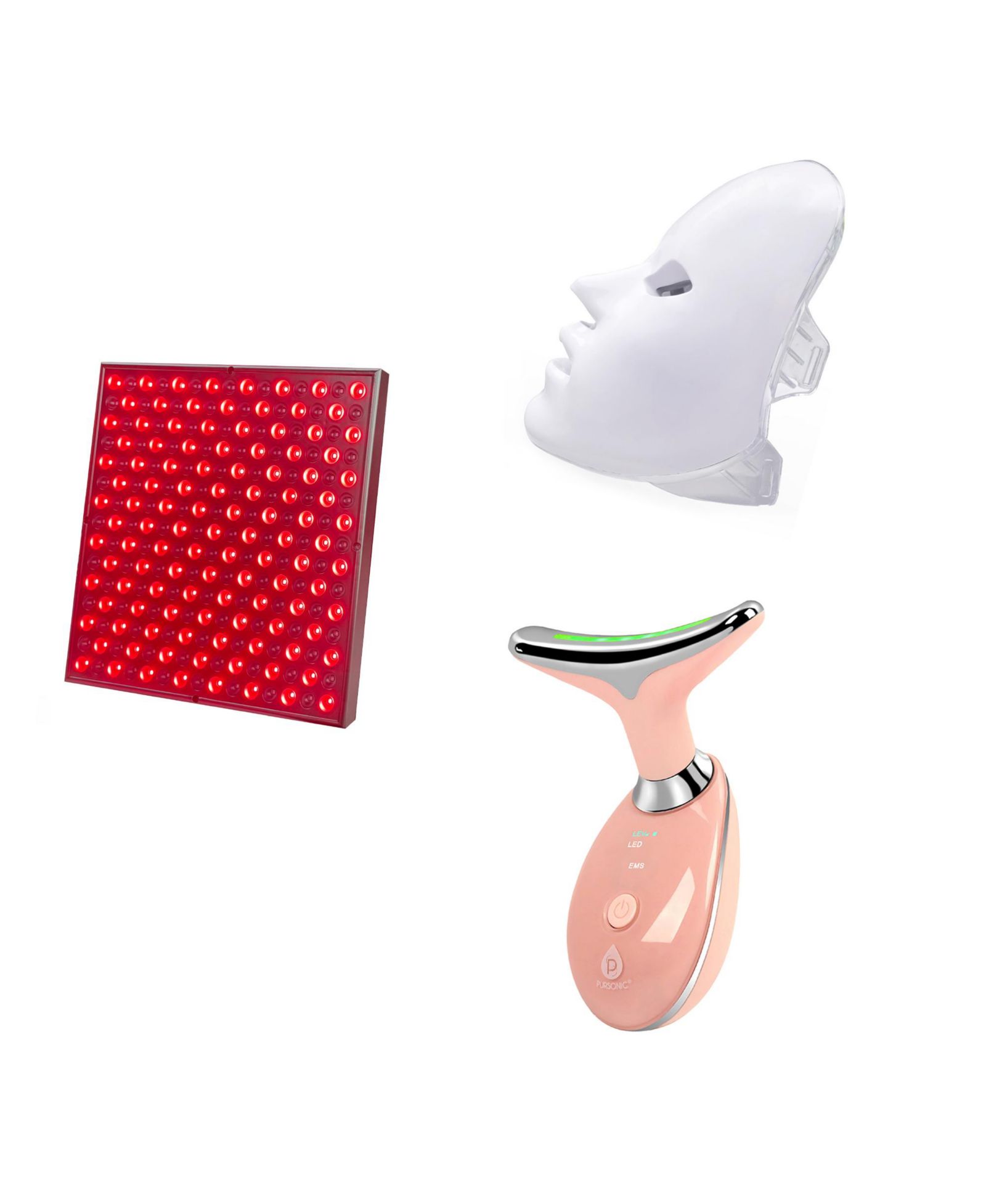 PURSONIC 7-in-1 LED Light Therapy Face Mask, Sculpting Wand, and LED Light Therapy Panel