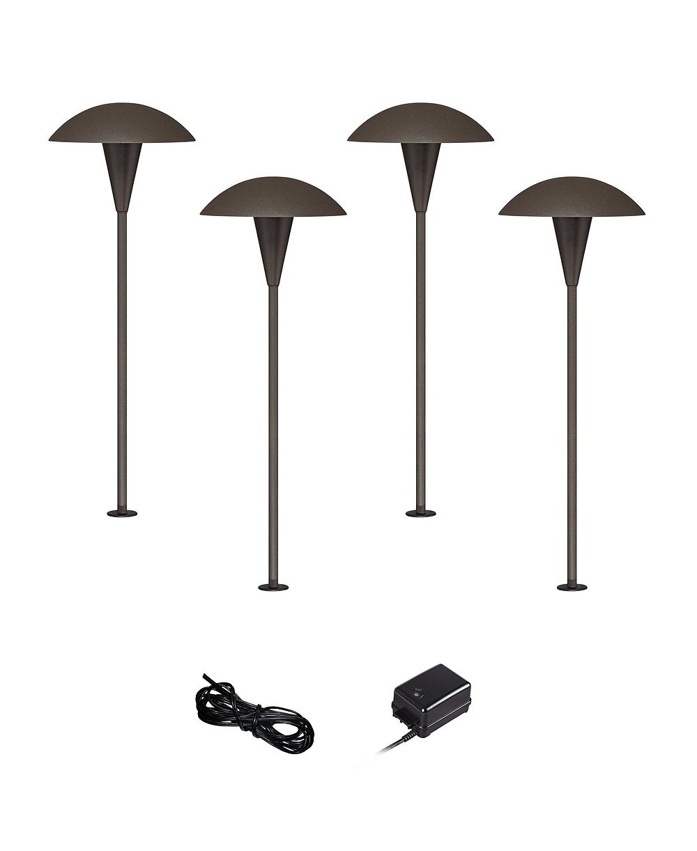 John Timberland Mushroom High Mid Century Modern 6-Piece Outdoor Landscape Path Light Set Porch LED Bulb Finish