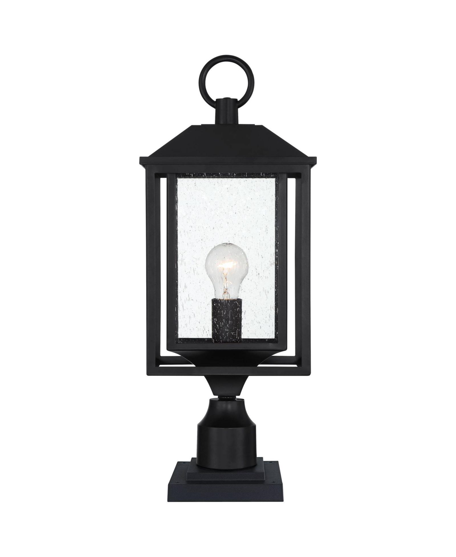 John Timberland Califa 21 3/4" Black and Seeded Glass Pier Mount Light