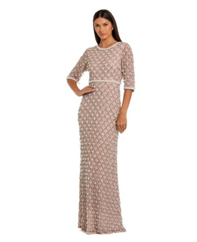 Вечернее платье Mac Duggal Petite с отделкой жемчугом и кристаллами
