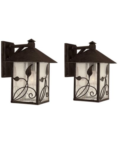 Набор уличных настенных светильников Franklin Iron Works French Garden Rustic Farmhouse из металла с прозрачным стеклом 12 1/2"
