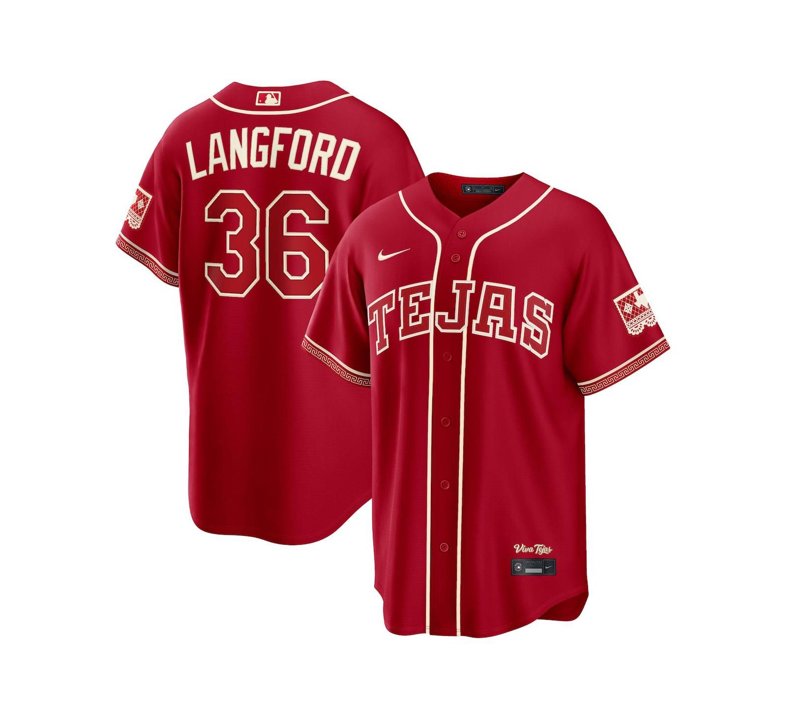 Джерси Nike Men's Wyatt Langford Red Texas Rangers 2026 City Connect Stadium
