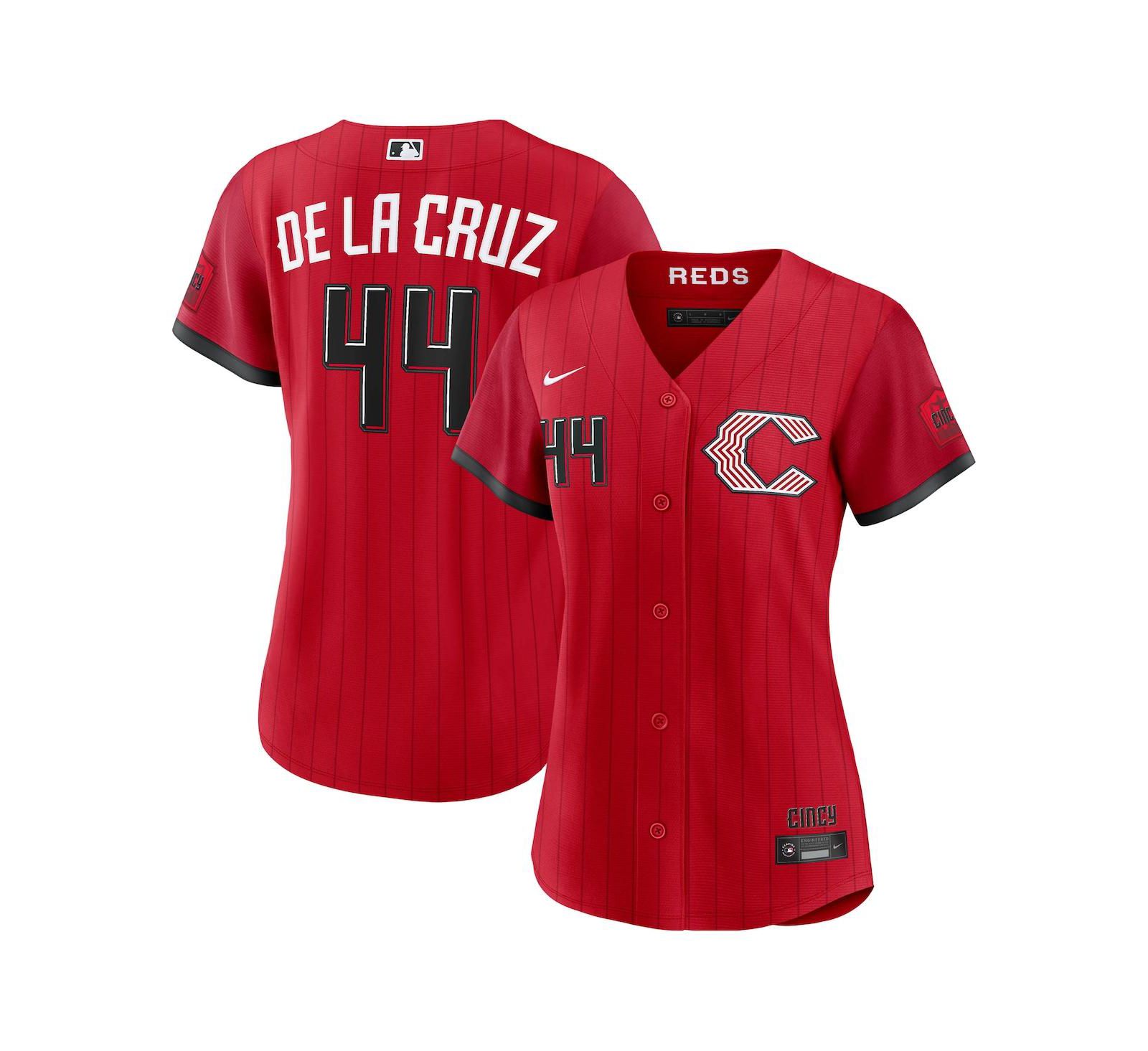 Мужская джерси Nike Elly De La Cruz Red Cincinnati Reds 2026 City Connect Stadium