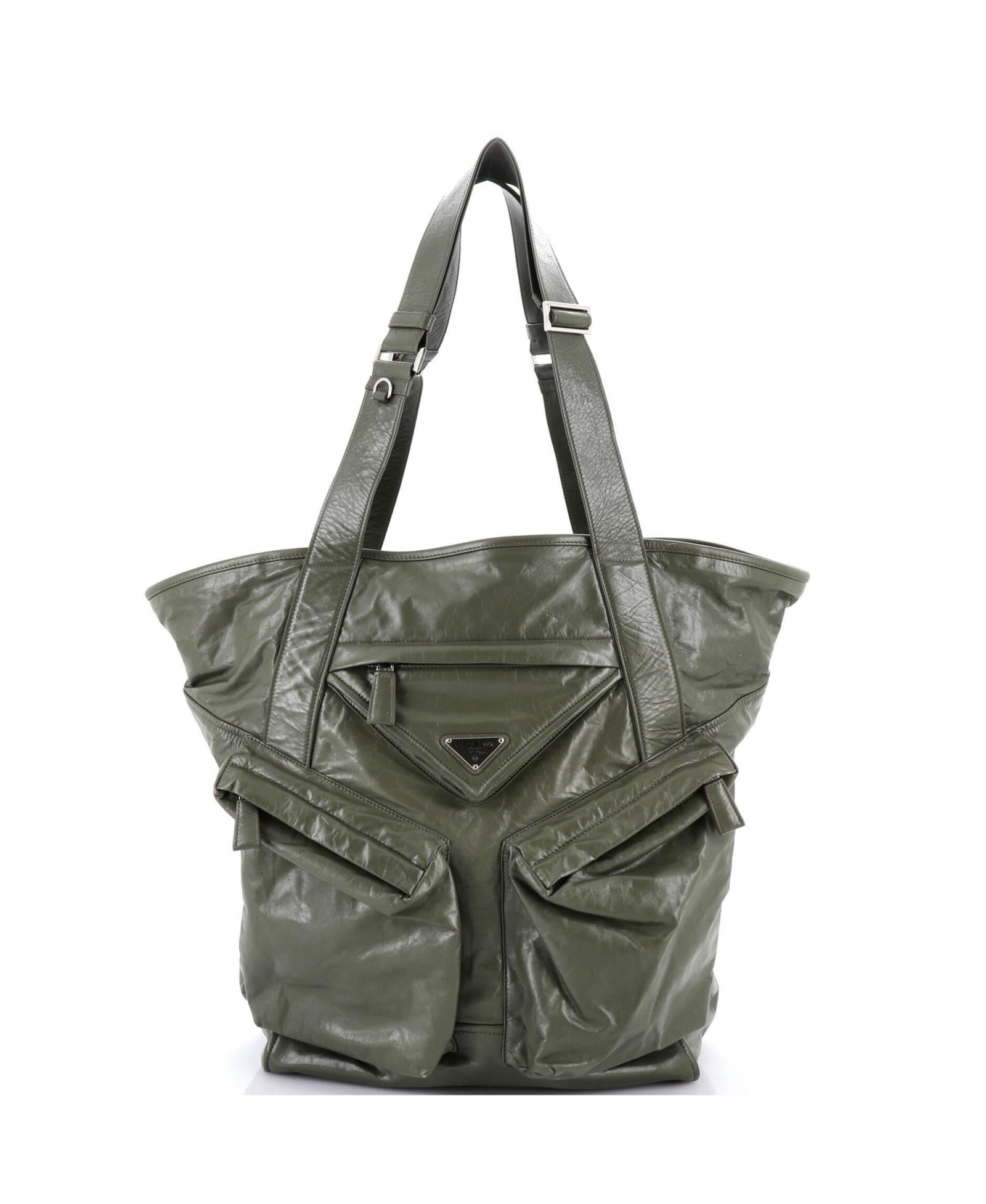 Pre-Owned Prada кожаная сумка Tote Tall Triple Front Pocket