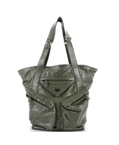 Pre-Owned Prada кожаная сумка Tote Tall Triple Front Pocket