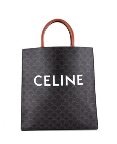 Б/у большая вертикальная сумка-тоут Celine Large Vertical Cabas Tote из лакированного канваса с принтом Triomphe