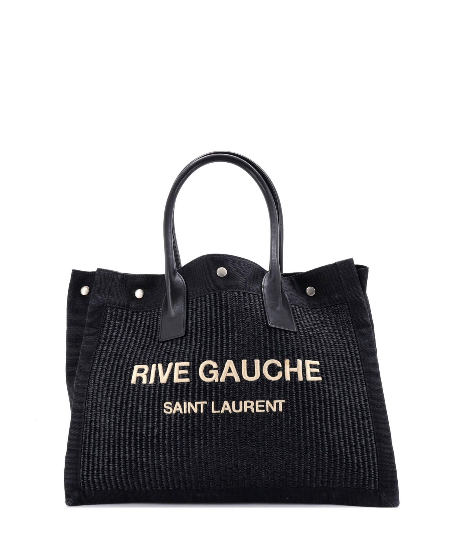 Pre-Owned Saint Laurent сумка-шоппер Rive Gauche из рафии с канвасом