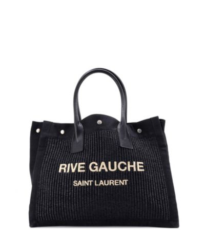 Pre-Owned Saint Laurent Small Rive Gauche Shopper Tote Raffia with Canvas