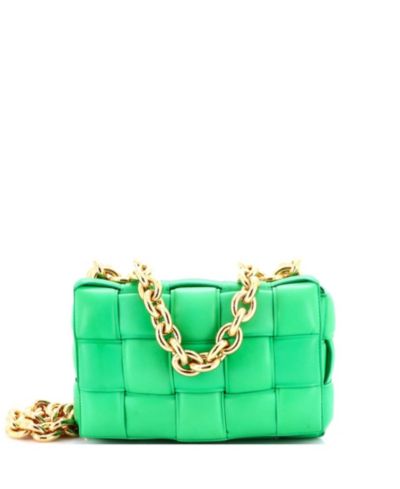 Бренд Bottega Veneta Cassette Chain Crossbody Bag из кожи Intrecciato