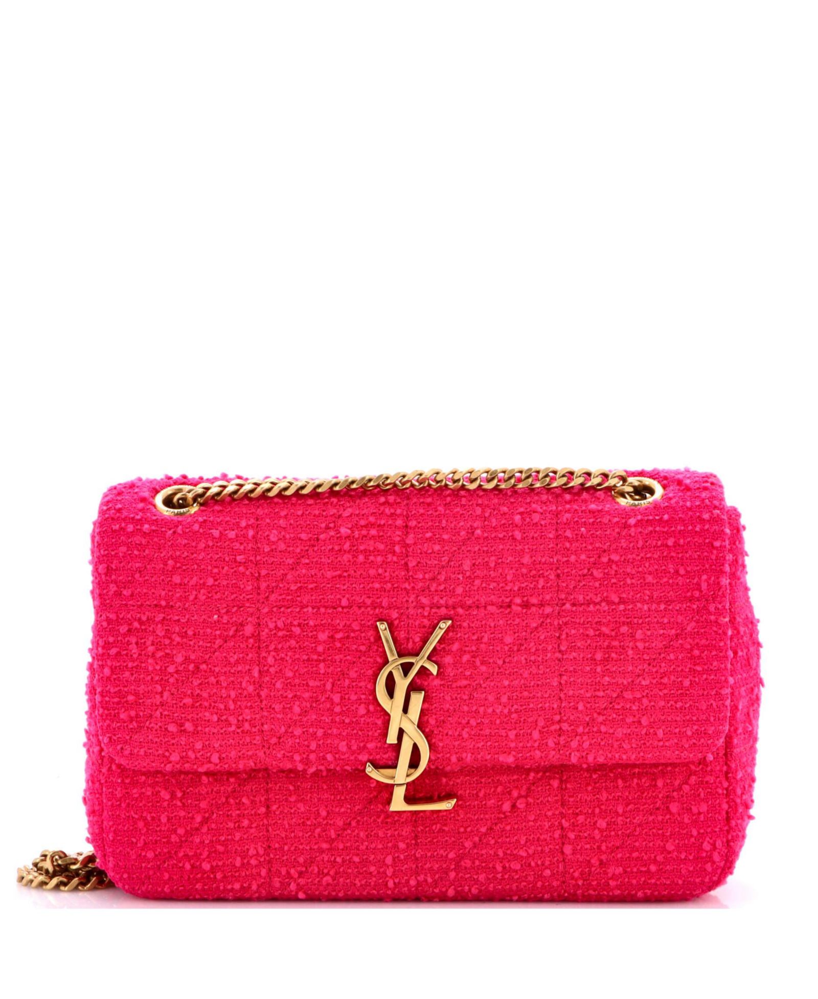 Pre-Owned Saint Laurent Medium Jamie Flap Bag Quilted Boucle Tweed