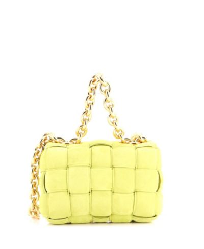 Pre-Owned Bottega Veneta Cassette Chain Crossbody Bag Padded Maxi Intrecciato Suede