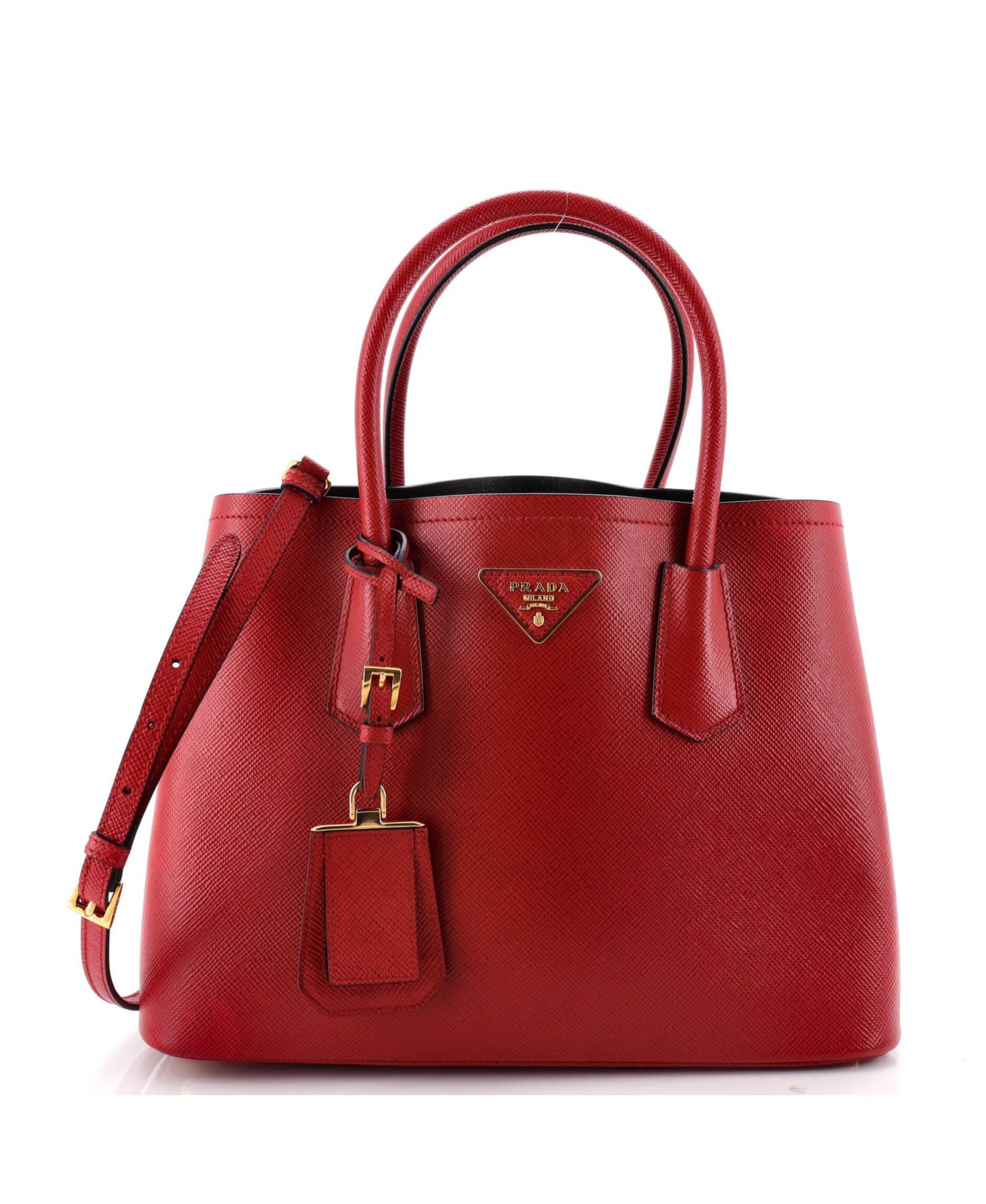 Pre-Owned Prada Medium Cuir Double Tote Saffiano Leather