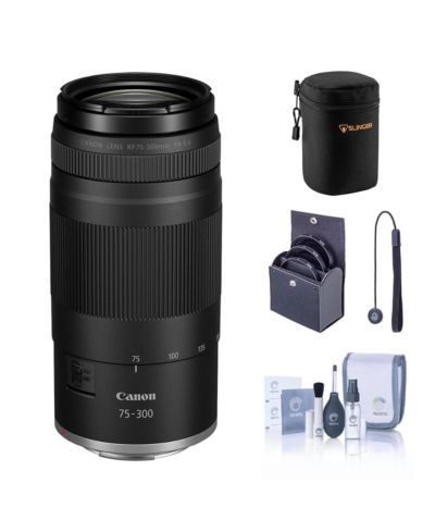 Canon RF 75-300mm f/4-5.6 Объектив, черный, комплект с фильтром 58mm, чехлом и набором для чистки
