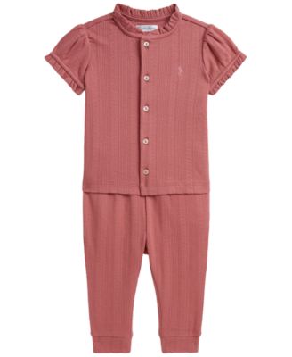 Комплект Polo Ralph Lauren Baby Girls' Pointelle Knit Cotton (топ и леггинсы)