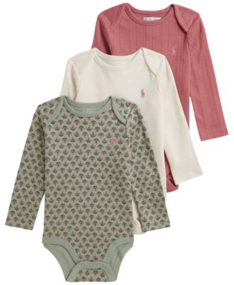 Боди Polo Ralph Lauren Baby Girls' Long-Sleeve, 3-Pack