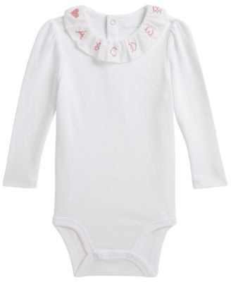 Polo Ralph Lauren Baby Girls' Ruffle-Collar Cotton Interlock Bodysuit