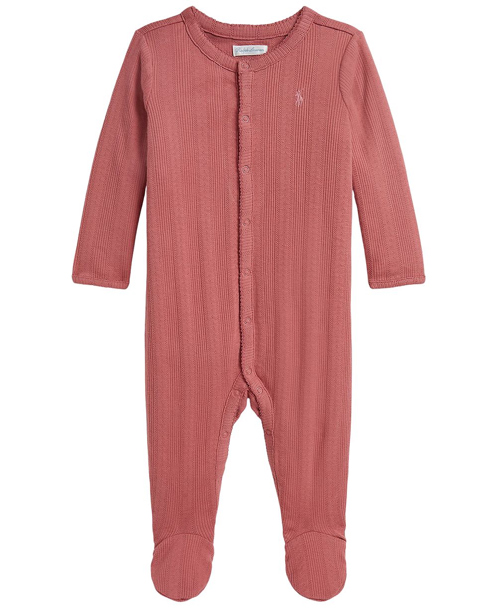 Polo Ralph Lauren Baby Girls' Pointelle Knit Cotton Footed Coverall