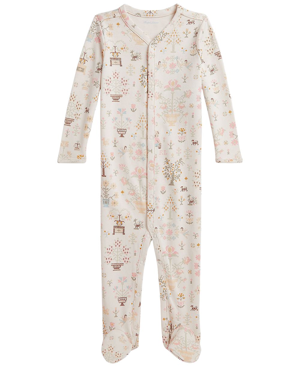 Polo Ralph Lauren Baby Girls' Polo Bear Cotton Footed Coverall