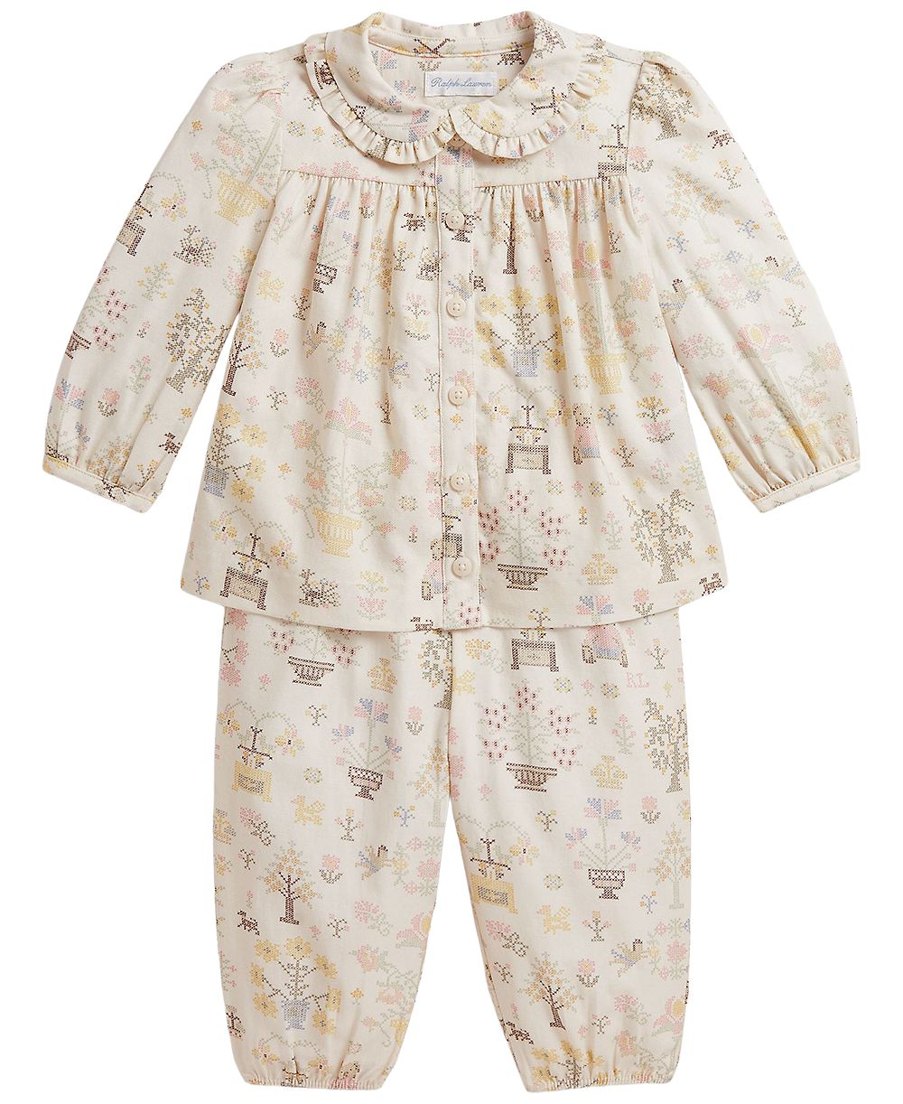 Детский комплект Polo Ralph Lauren Baby Girls' Polo Bear Long-Sleeve Top и брюки, 2-Piece Set