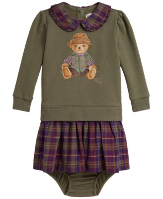 Детское флисовое платье Polo Ralph Lauren Polo Bear с подгузником, комплект из 2 предметов