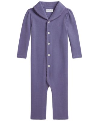 Polo Ralph Lauren Baby Girls' Estate Rib Shawl Collar Coverall