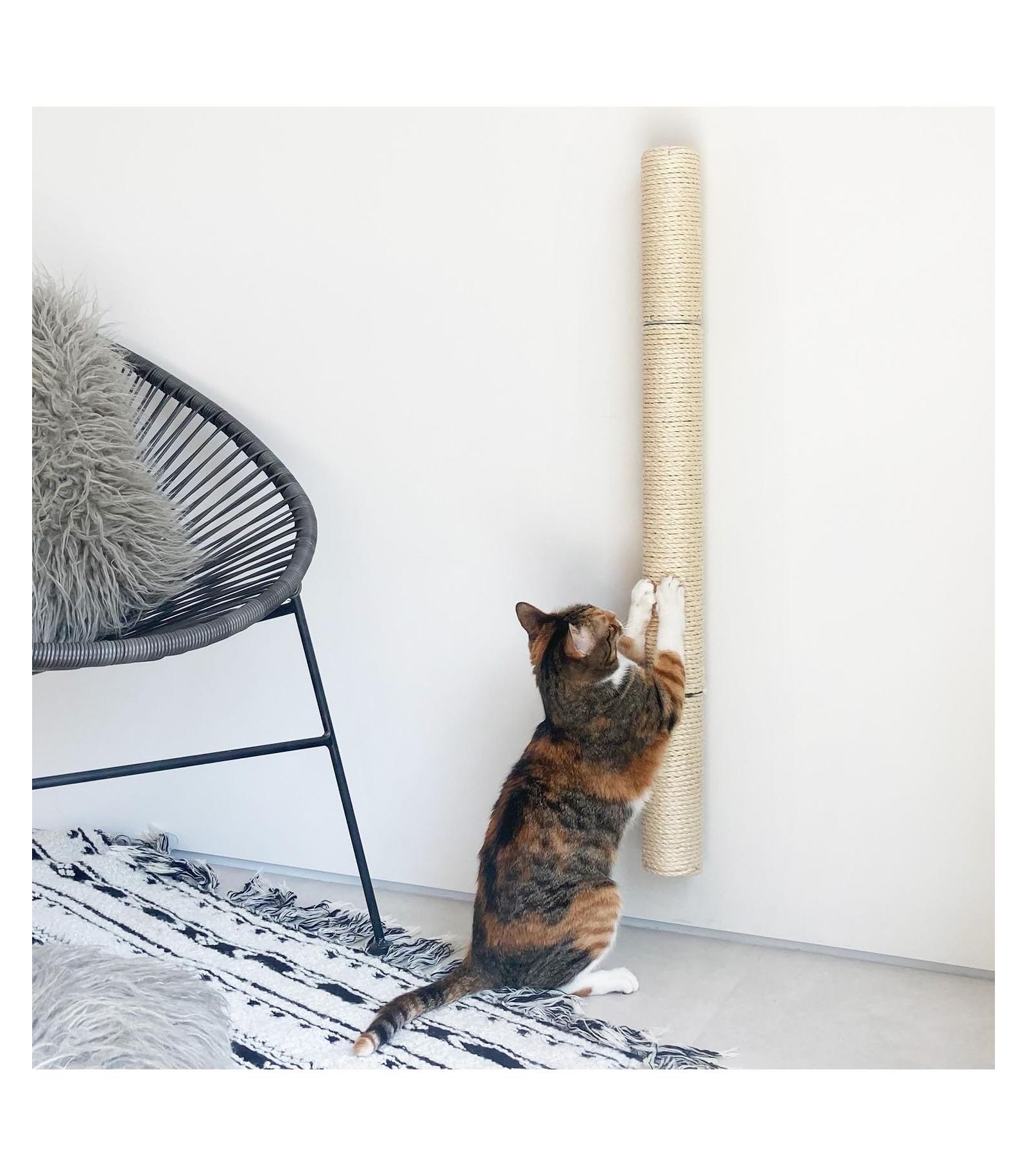 ARONKL 34" Wall Mounted Cat Scratcher Extra Tall Vertical Sisal Sturdy Aluminum Brackets Modern Space Saving Patented Design