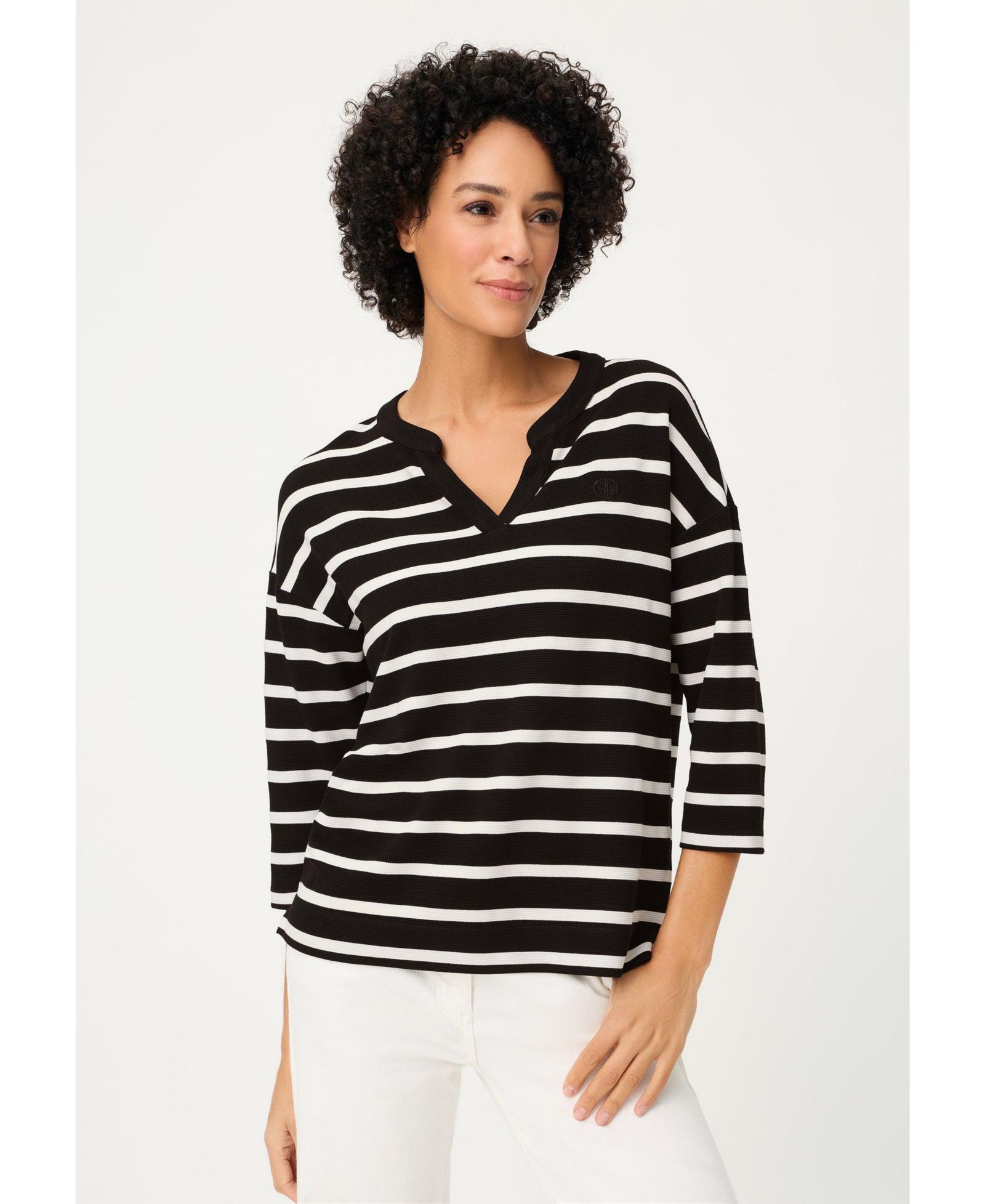 Olsen Women's Striped Rib Knit Jersey Top