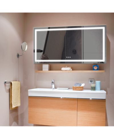 Зеркало для ванной homfan с двойной LED подсветкой, антизапотевающее