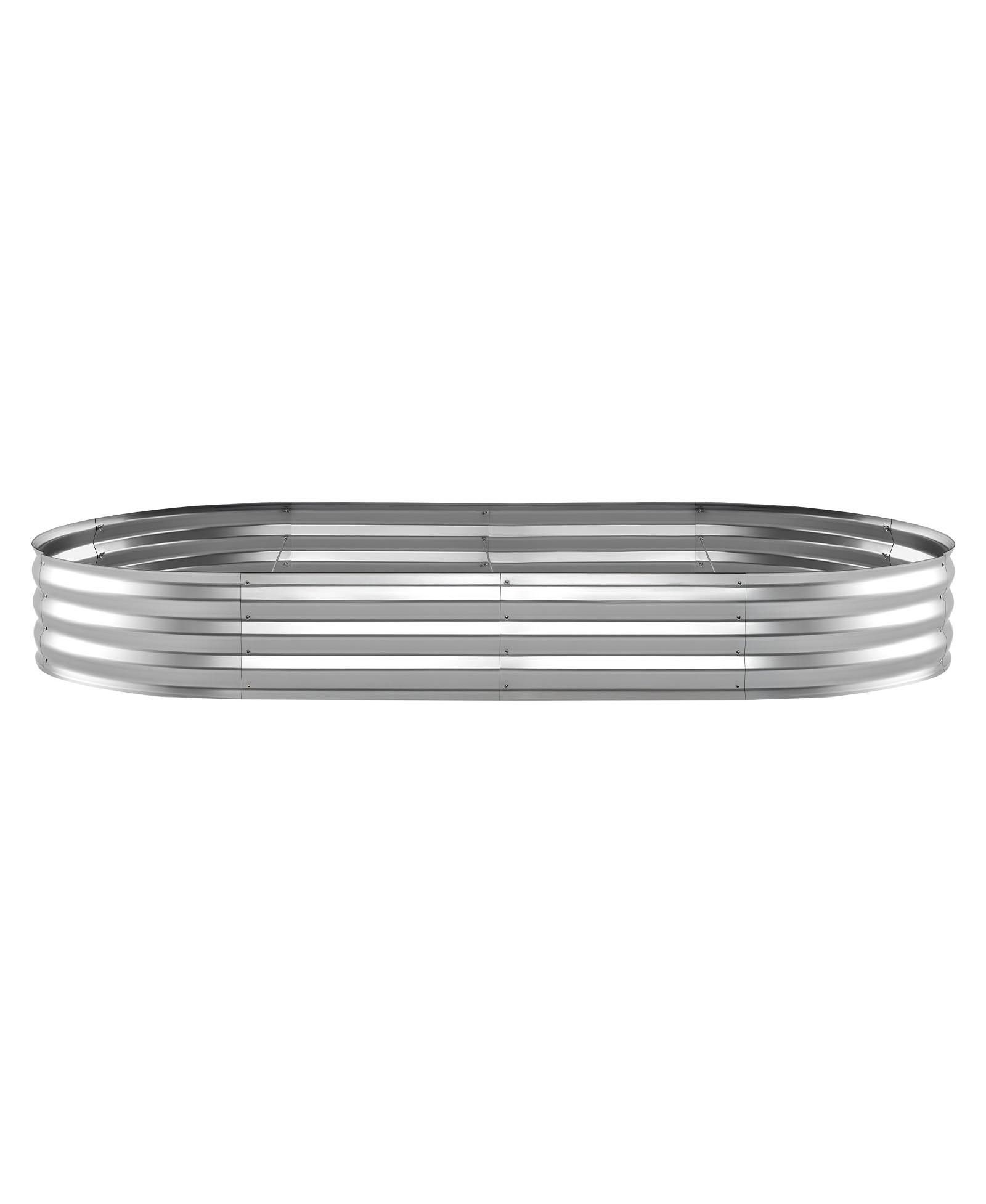 GOUUN Oval Galvanized Raised Garden Bed, 8 x 4 x 1 ft Alu-Zinc Planter Box Kit with Bottomless Design
