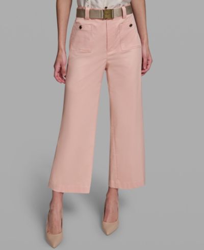 KARL LAGERFELD PARIS Women's Mid-Rise Belted Cropped Pants