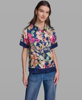 Женская рубашка KARL LAGERFELD PARIS Short-Sleeve Printed Camp