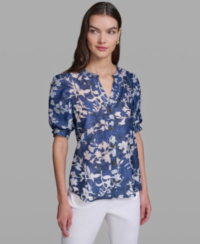 Топ KARL LAGERFELD PARIS Women's Short-Sleeve Burnout Woven