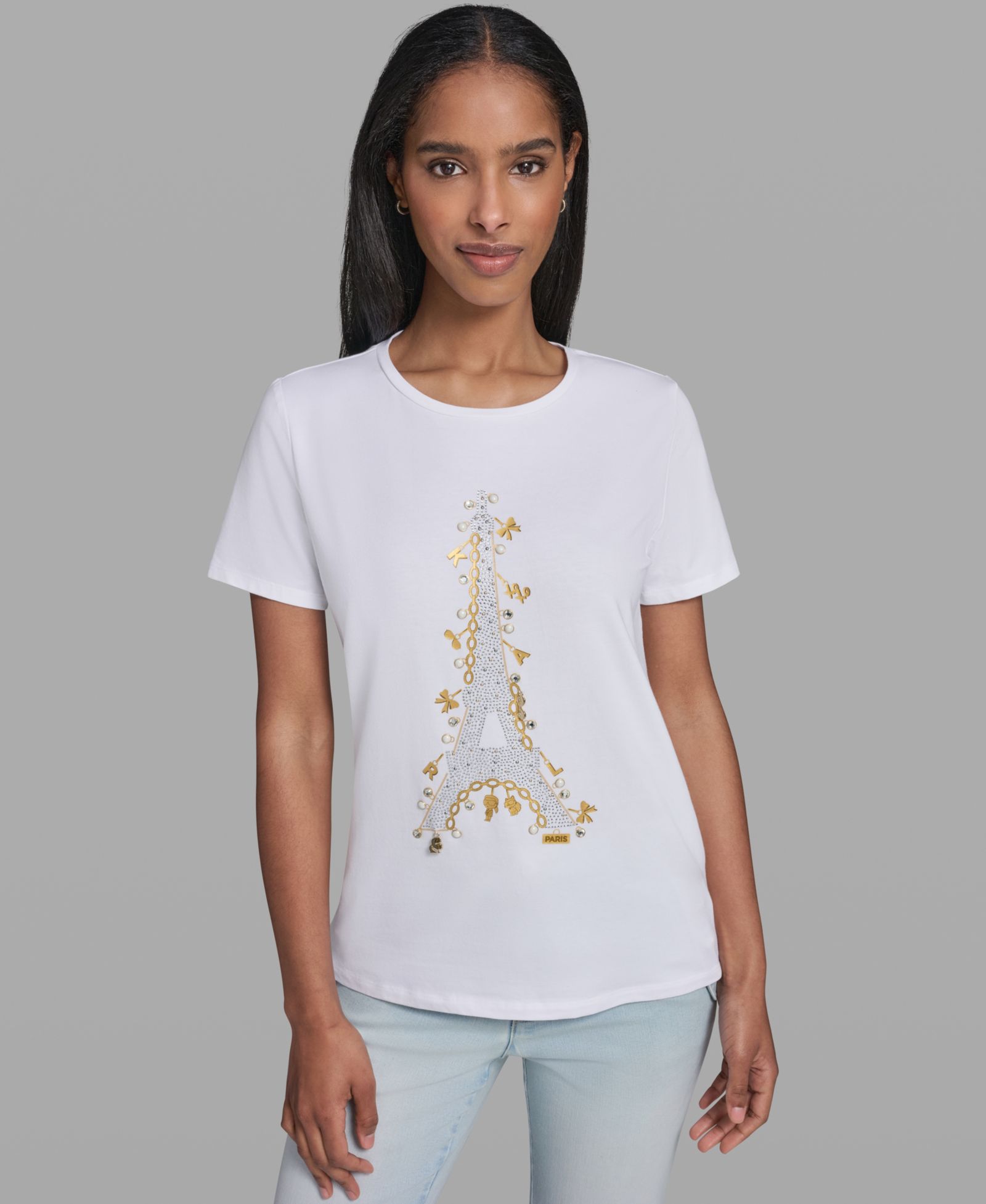 KARL LAGERFELD PARIS Женский Eiffel Tower Logo Short-Sleeve T-Shirt