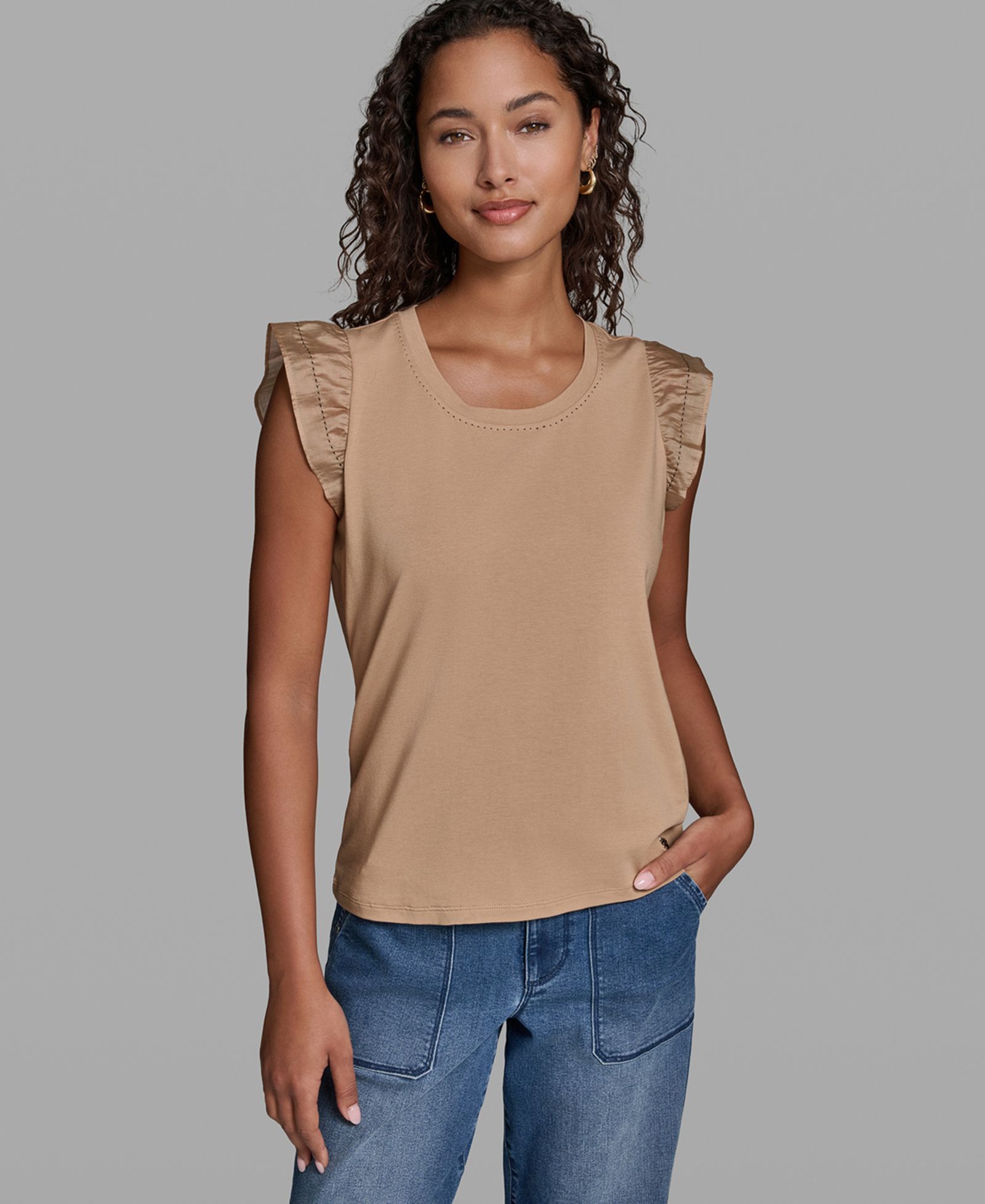 Топ KARL LAGERFELD PARIS Women's Sleeveless Ruffle Knit