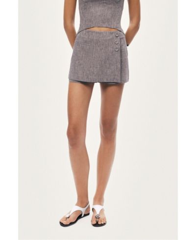 NOCTURNE Women's Button Detail Linen Blend Skort