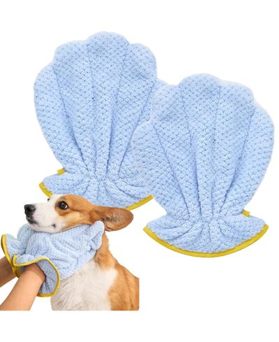 ARONKL Pet Towel Gloves Microfiber Absorbent Quick Drying for Dogs Cats 2 Pack