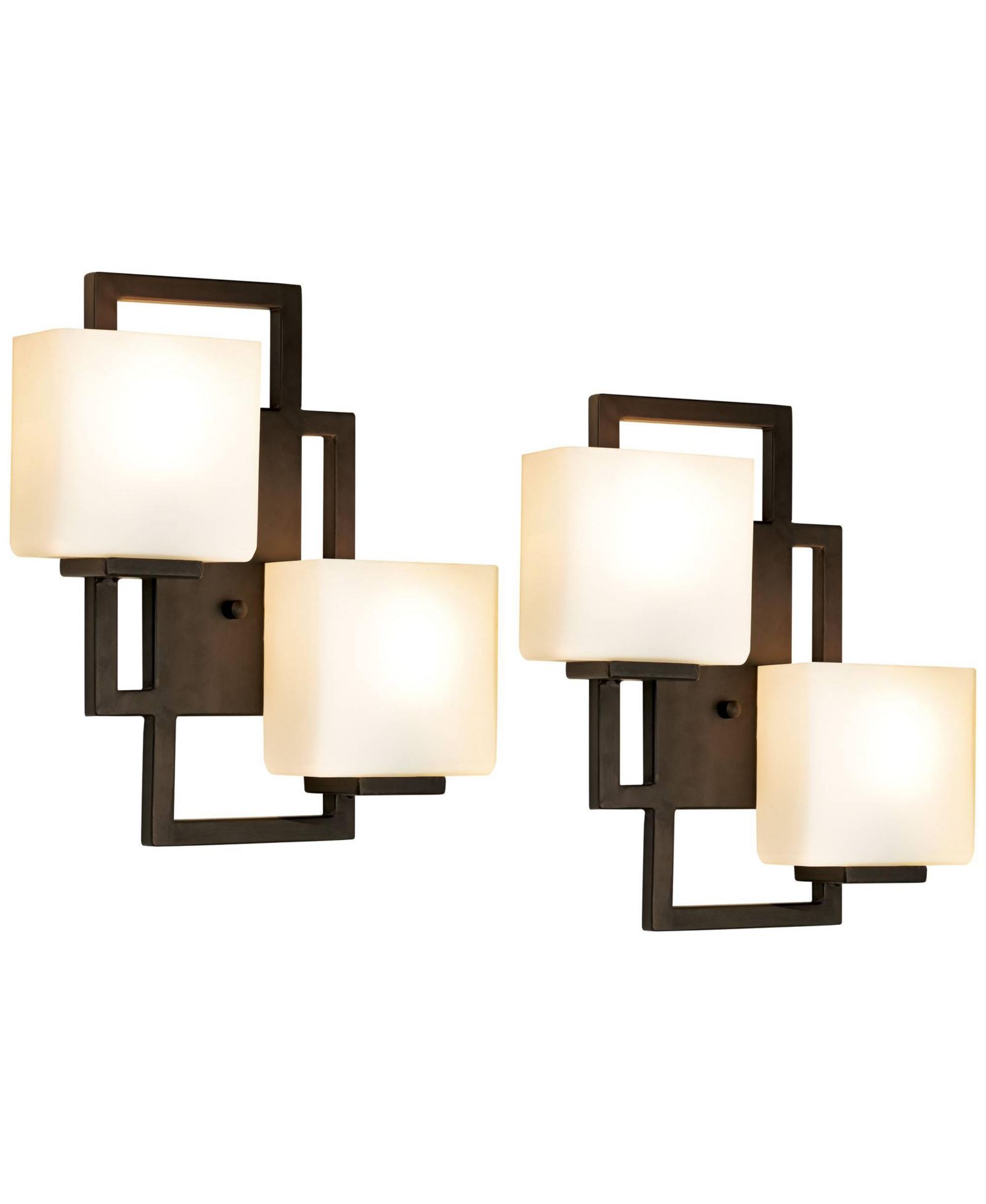 Современные настенные светильники Possini Euro Design, комплект из 2 шт., бронзовые с опаловым стеклом