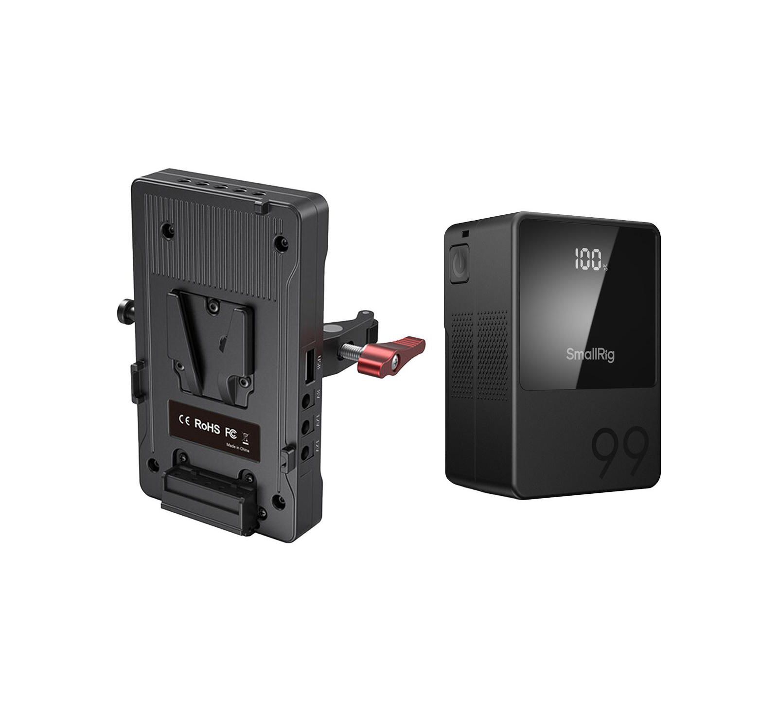 Адаптерная плата аккумулятора SmallRig 3202 V-Mount с зажимом и мини-аккумулятором VB99 6800mAh