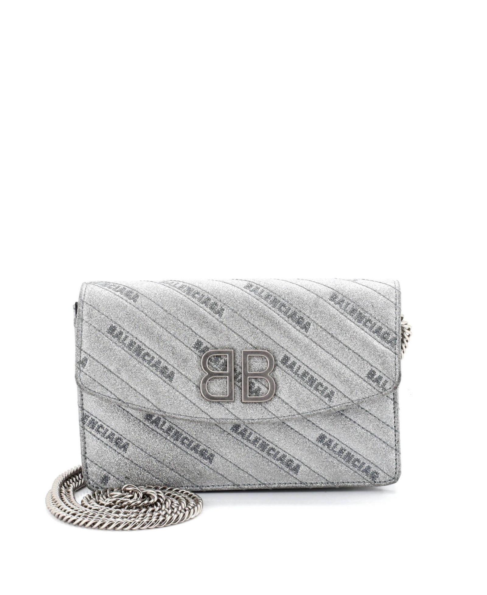 Pre-Owned Balenciaga кошелек BB Chain Quilted Embroidered Glitter