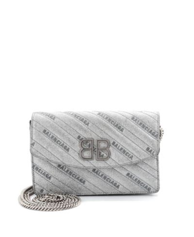 Pre-Owned Balenciaga кошелек BB Chain Quilted Embroidered Glitter