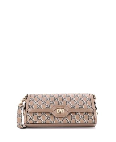 Gucci Luce Shoulder Bag Small, кожа с принтом Optical GG, Pre-Owned