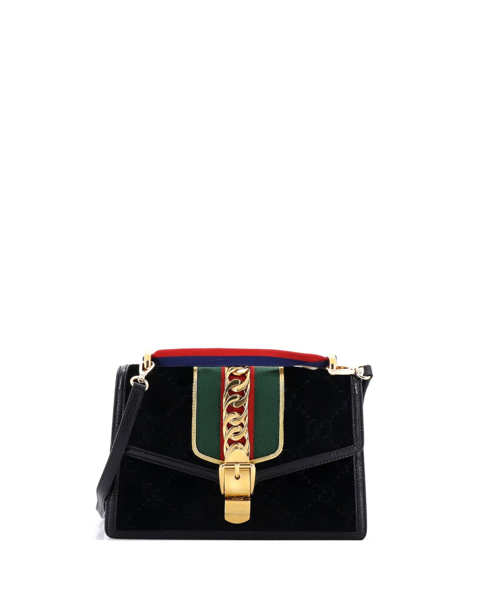 Pre-Owned Gucci Small Sylvie Shoulder Bag GG Velvet