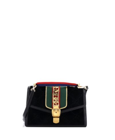 Б/у маленькая сумка на плечо Gucci Sylvie из бархата GG