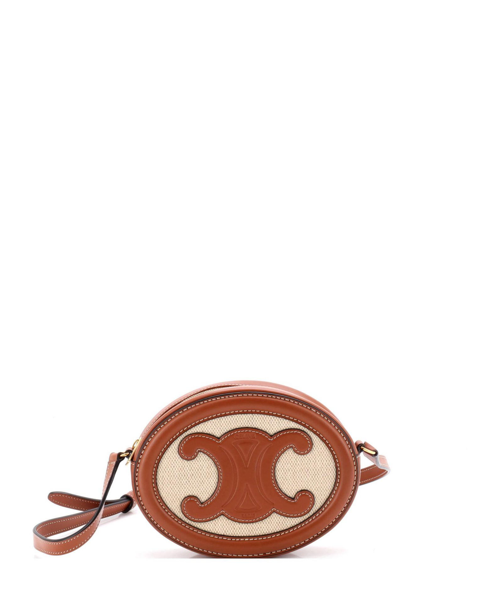 Pre-Owned Celine Triomphe Oval Crossbody Bag Canvas and Leather