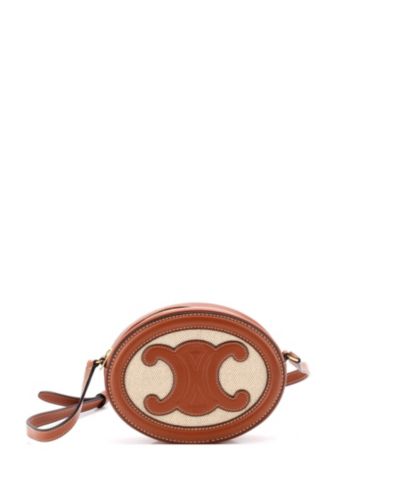 Pre-Owned Celine Triomphe Oval Crossbody Bag Canvas and Leather